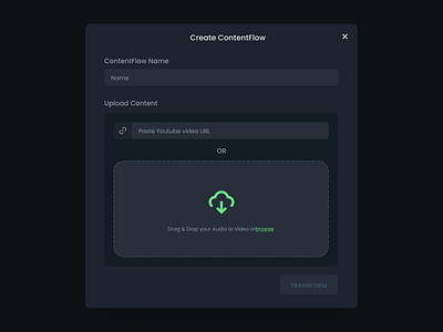 Video Uploading ai ai platform app button components content management dark drag and drop elements graphic design integration integrations saas stream upload content uploading video video upload video url widget