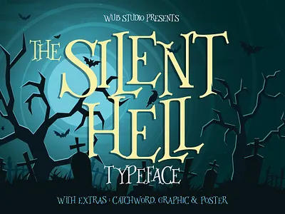 Silenthell Typeface + Bonus display halloween hand drawn hand written handmade font horror illustration irregular poster retro silenthell typeface bonus vintage