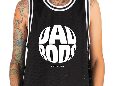 Dad Bods Basketball Jersey ball basketball black branding jersey logo round singlet sphere uniform white