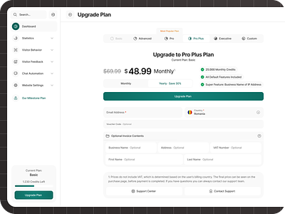 Upgrade Plan Settings Design - Interface credits custom design interface layout plan plans pricing settings structure subscribe ui upgrade upgrade plan