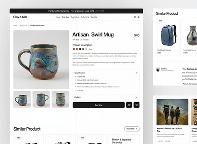 Shopify PDP Design for Artisan Ceramics buy box figma design product page shopify shopify design shopify sproduct page shopify template