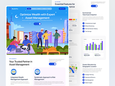 Wealthpro- Asset Management Website business crm data data source graphic design homepage illustration website management modern project management resource saas saas business saas landing page saas website task management ui ux website redesign x