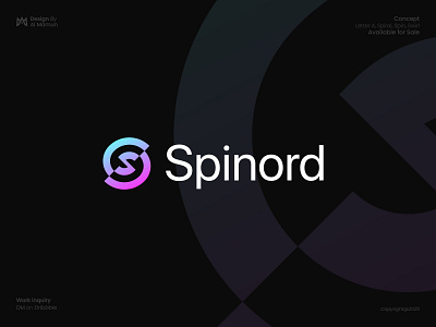 Spinord - Letter S, Spin, Spiral, Swirl Logo branding business gradient identity letter mark letter s logo logo design logo designer logo icon logotype minimalist modern logo modern logo monogram spin logo spiral logo swirl logo symbol timeless