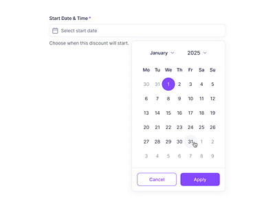 Date Picker UI – Calendar Component calendar dashboard date picker design marketplace saas typography ui ux