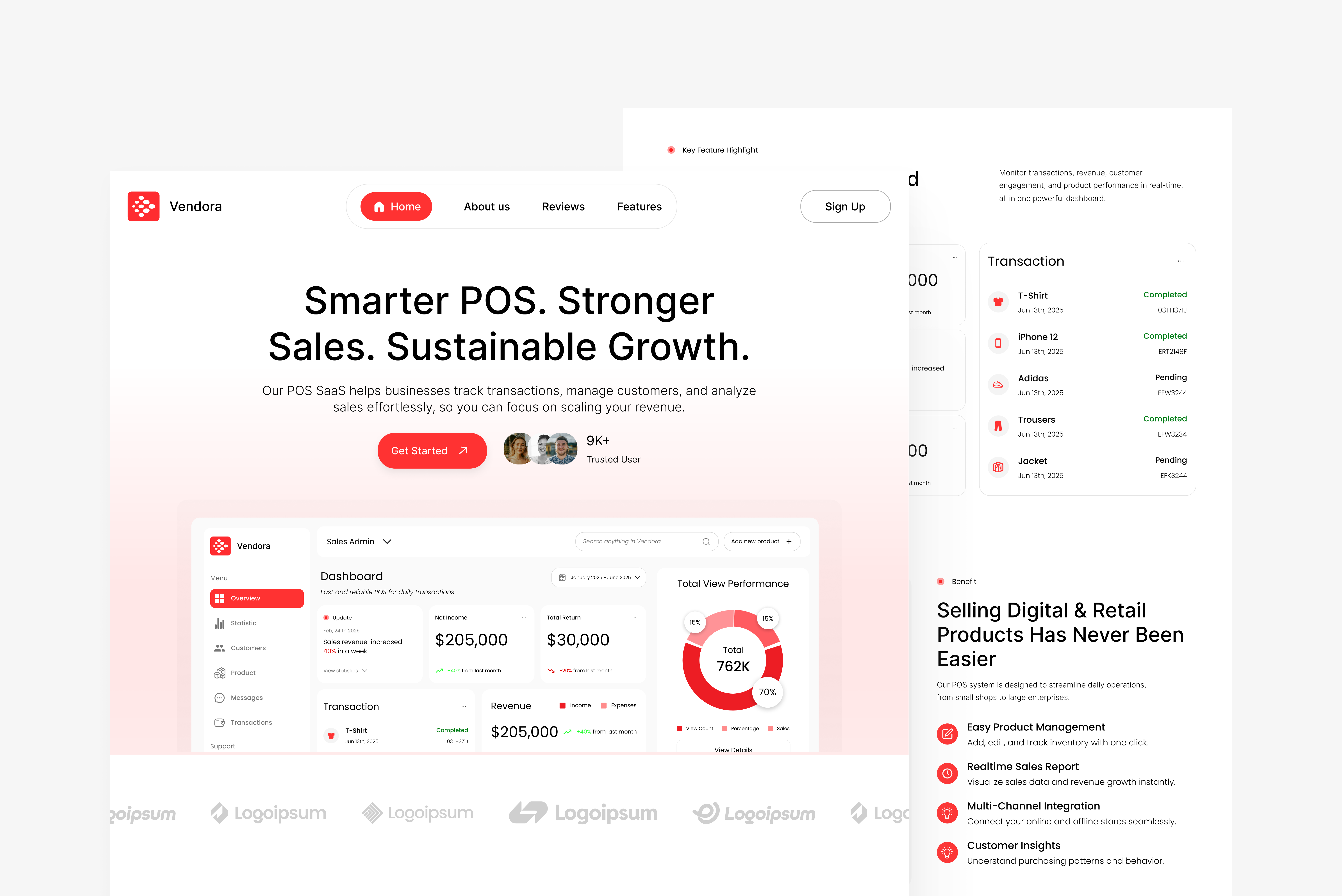 Vendora – POS SaaS Landing Page dashboard saas saas design ui ui design uiux uiux design ux ux design website