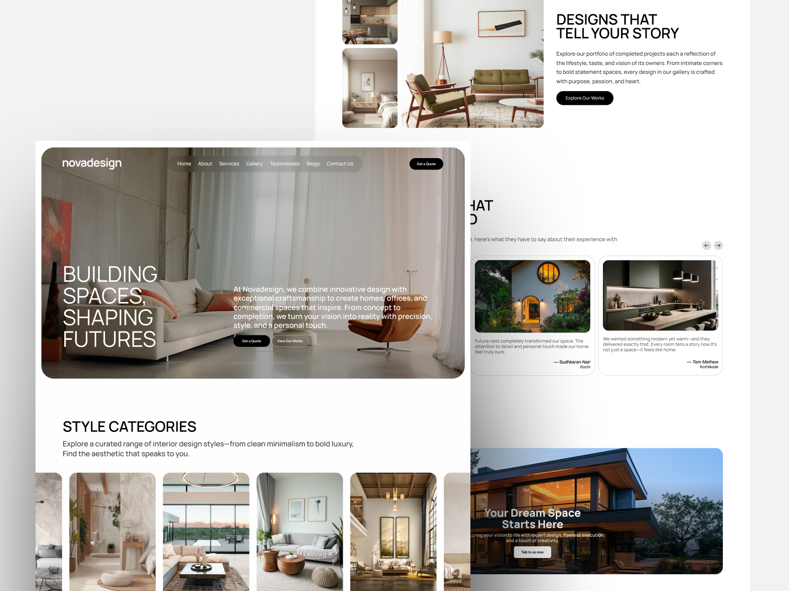 Novadesign – Interior & Construction Website Design construction contemporary interior interiordesign landing minimal minimalism ui web webpage website