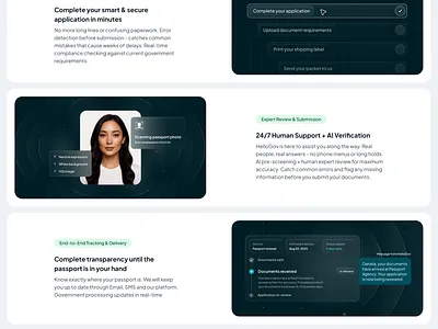 HelloGov passport application application bento courier egov egov service glass glassmorphic glassmorphism government hellogov id verification identity verification passport passport application progress progress tracking scanner step by step tracking upload documents
