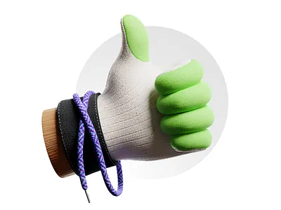 Playful Thumbs Up ✨ 3d illustration 3dart 3dhand art design green hand illustration visual