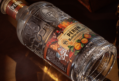 Perun - Apricot Brandy bottle branding brandy design drawing gin graphic design illustration label logo packaging perun rakija rum typography vintage vodka whiskey