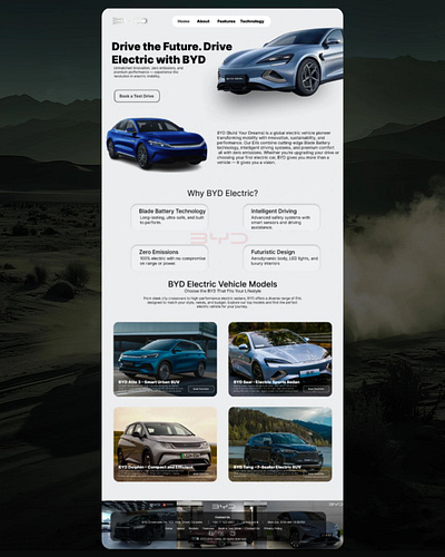 UI/UX Concept for BYD Electric Vehicles Landing Page branding byd chanukawasundara design dribbble figma illustration ui uiux ux xd