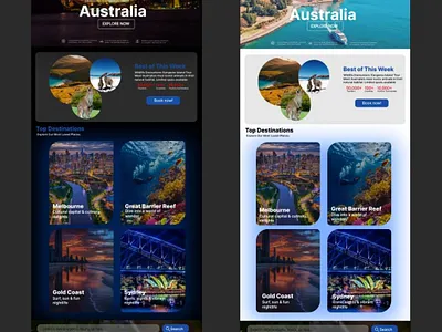 Exploring Australi – UI/UX Concept Design for a Travel Webs australia branding chanukawasundara design dribbble figma illustration ui uiux ux xd