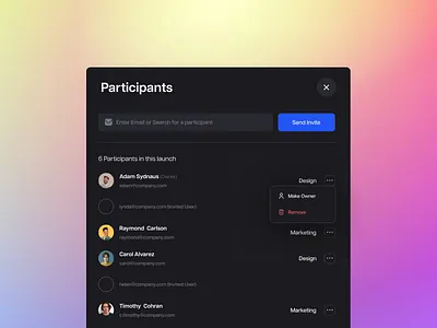 Modern Participant Management Dashboard ai ai management app cta dashboard design hierarchy interface leadership navigation organisation participants project management saas system management technical top management ui ux workflow