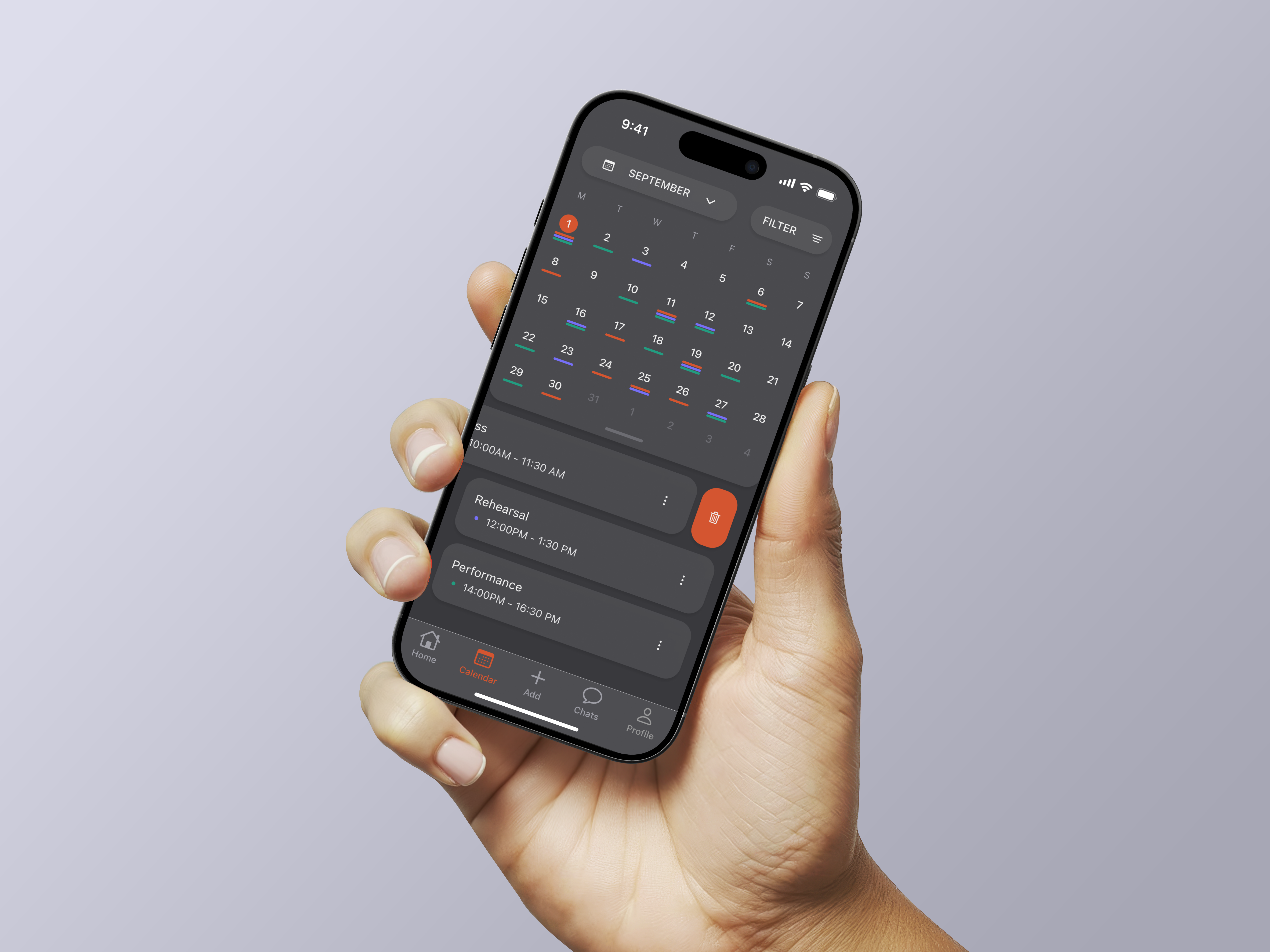 Calendar View for Band Management App app design branding components design ui ux