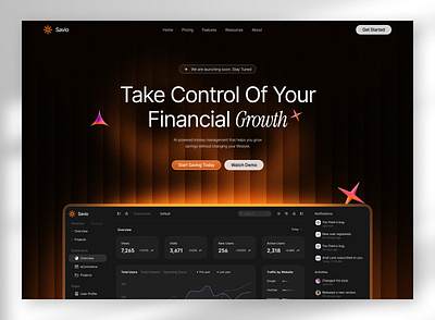 AI fintech landing page design ai fintech anding page ai landing page ai startup clean landing page dark landing page dark orange hero dark orange saas dark premium design dark saas landing page dark ui design landing page orange dark landing page saas uiux web design
