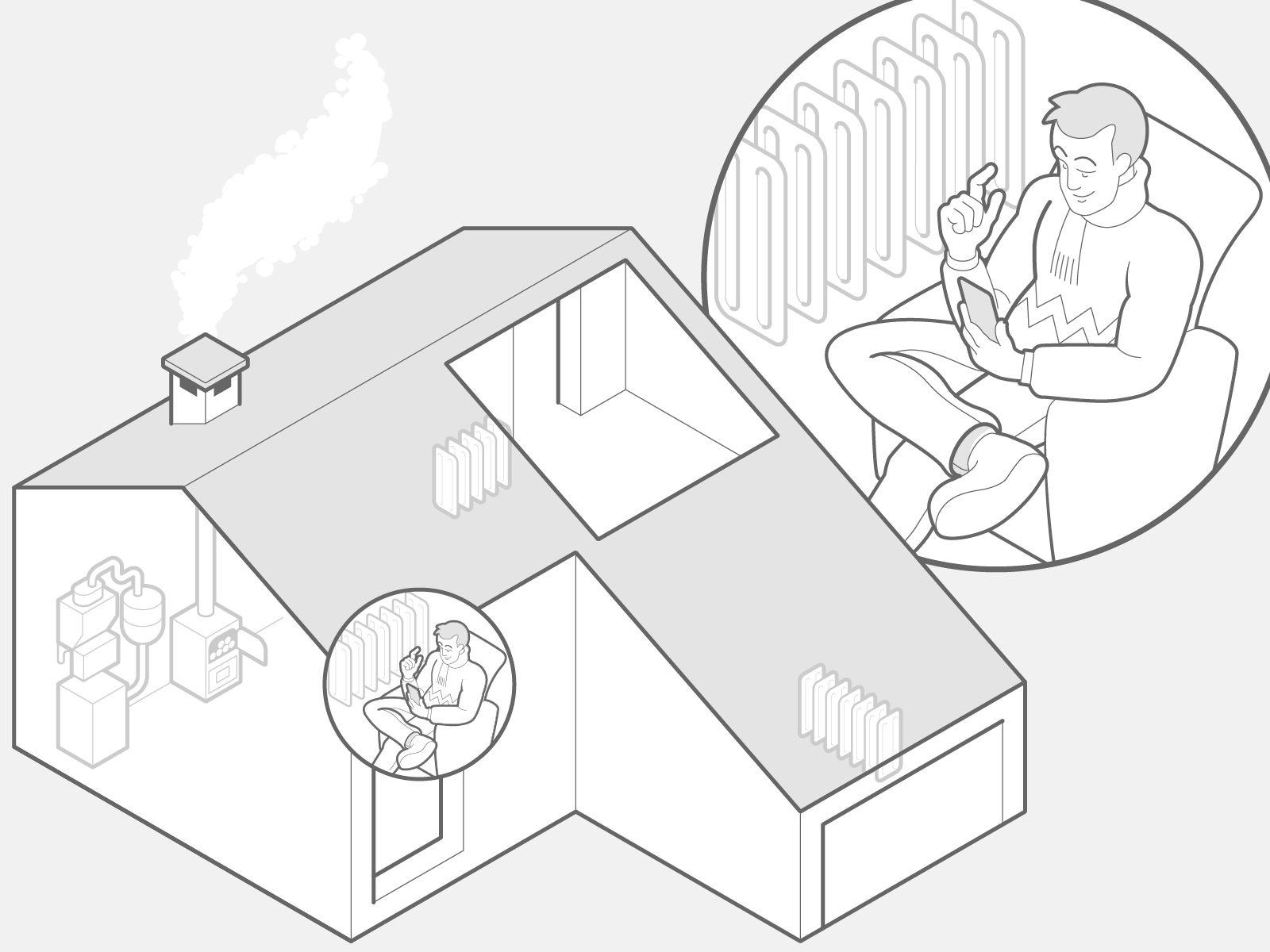 Heat Pump (Before & After) adobe illustrator before and after character co2 cold weather device heat pump house instructional design isometric isometric art isometric design line art svg tech technical drawing technical graphics technical illustration vector graphics warm weather