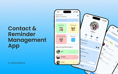 Contact & Reminder Management App app design clean ui contact management contacts app figma interaction design mobile app design mobile ui productivity app reminder app ui ui design uiux