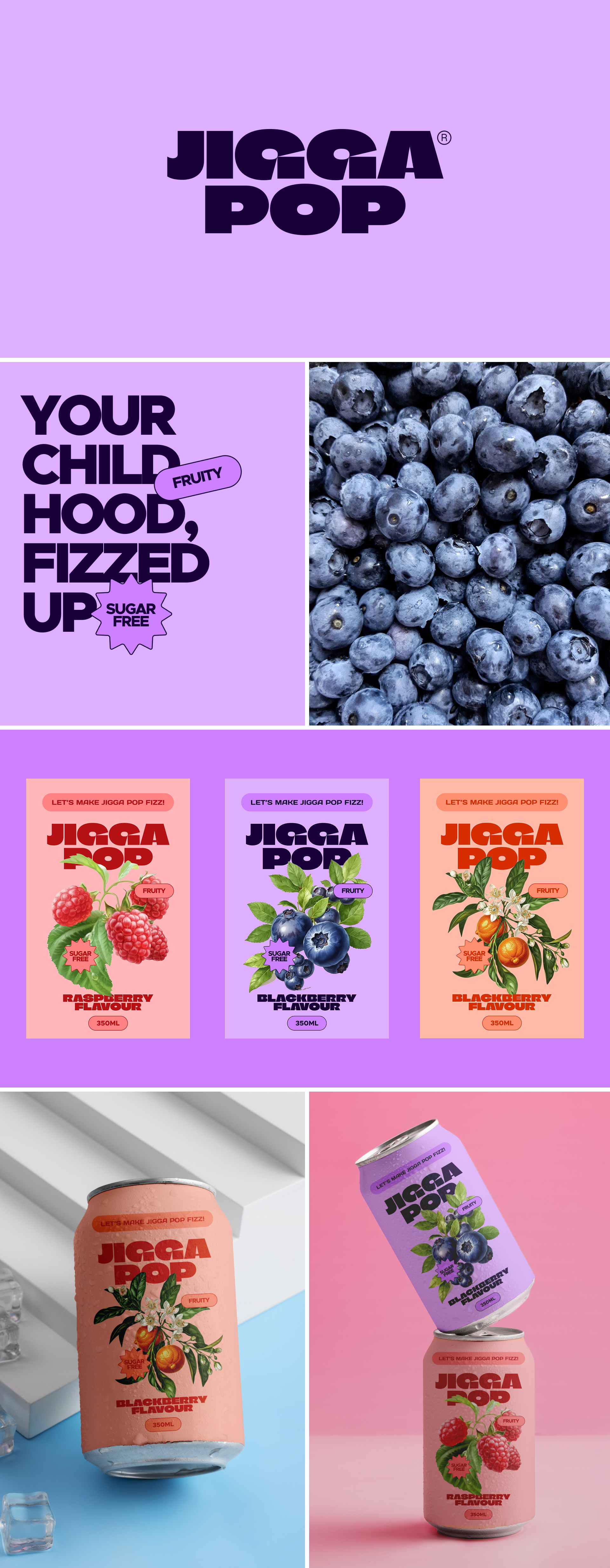Jigga Pop – Vibrant Soda Pop Brand Identity art beverage brand design brand identity brand typography branding contrast cute illustration design graphic design illustration logo logo design packaging packaging design typography