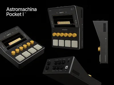 Astromachina Pocket I 3d audio blender guitar effects guitar pedal liquid glass minimalism motion graphics octane ui vintage