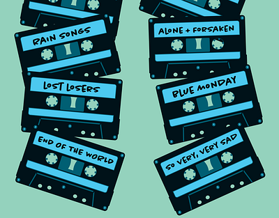 Sad Mix Tapes analog blue cassette tape mix tape music sad tape
