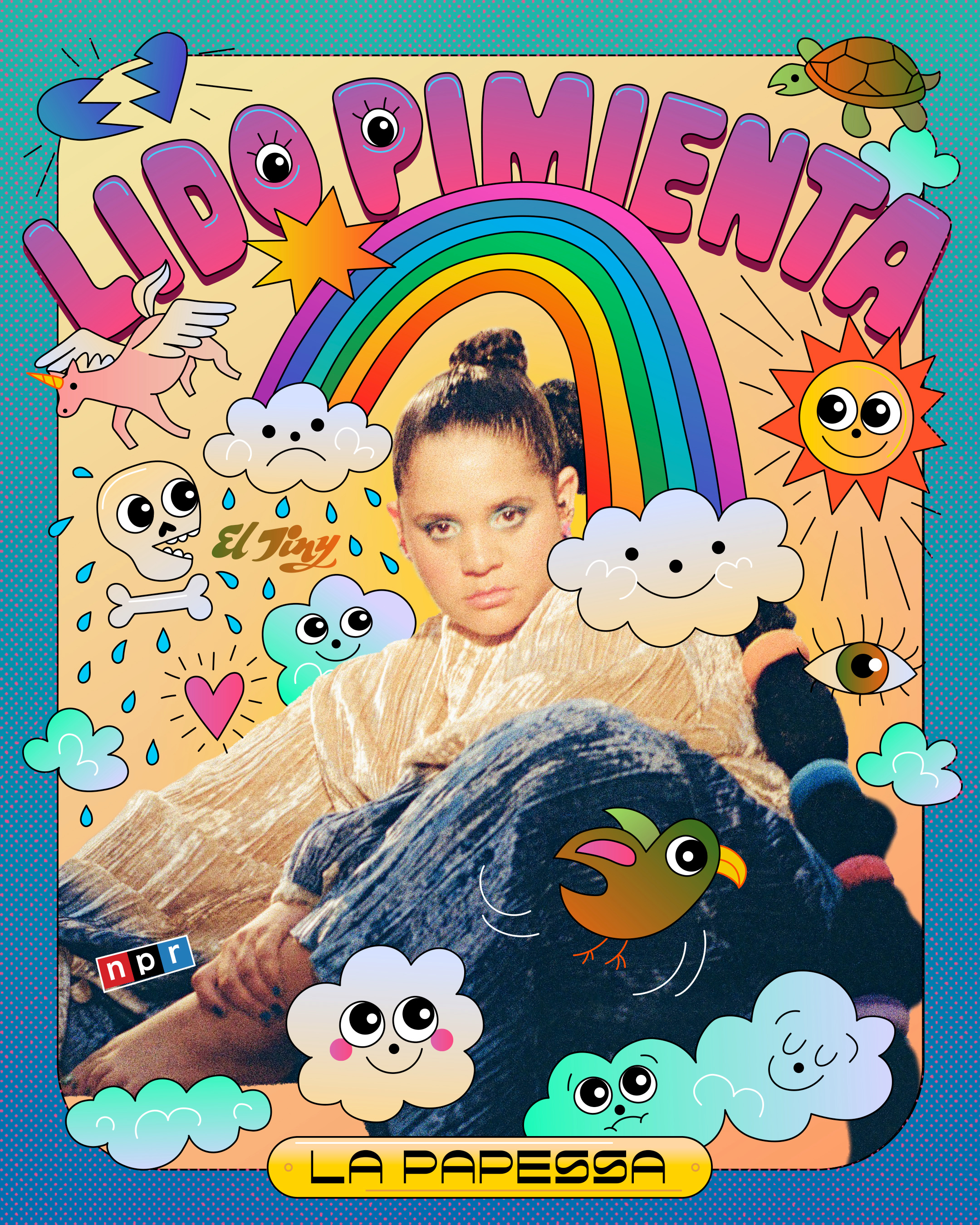 Lido Pimienta clouds doodles latin music rainbow skull sky sun teenage tiny desk unicorn