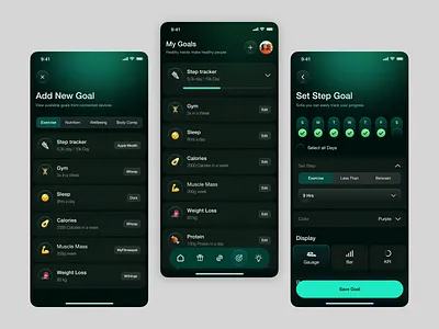Health Tracker Mobile App app app design app interface fitness app fitness tracker goal tracker ios app mobile mobile app mobile application mobile ui modern app ui product design ui ux workout mobile app