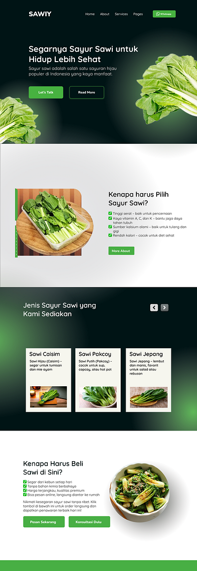 DESIGN LANDING PAGE - VEGETABLES PRODUCT. graphic design landingpage ui website