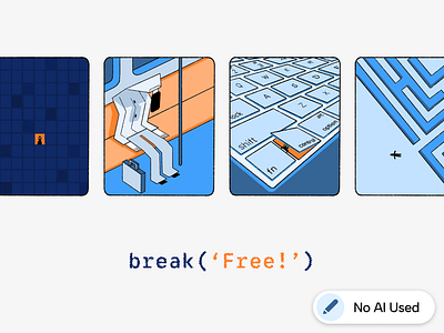 Break(Free) Illustrations corporate illustrations design graphic design hand drawing illustration line art monotone art procreate typography vector