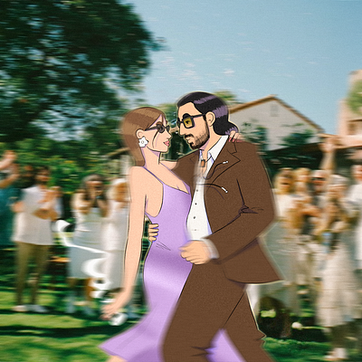 Wedding guests colour design drawing fashion illustration paris party style wedding
