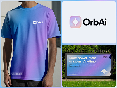 AI App Branding – OrbAi Identity System, App Icon, Splash Screen ai app ai app logo ai assistant ai branding ai logo app icon design billboard design brand identity system chatgpt flag banner design gradient branding logo design marketing design merch design mobile onboarding saas branding t shirt mockup tech branding visual identity