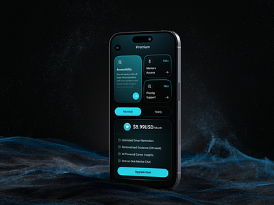 AI Powered Learning Mentor Mobile App Premium Page UI/UX Design ai ai application ai learning ai mentor ai mentor app ai powered aieducation aipowered clean ui dark mode futureoflearning mobile app onboarding personalizedlearning plan premium smartmentorapp ui upgrade plan upgrade plan page