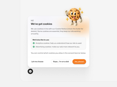 Website Cookies 😋 3d clean cookies minimal modal popup ui design