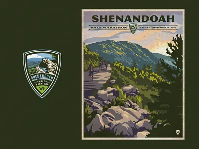 Shenandoah Medal & Poster illustration logo marathon medal outdoors poster race scenic