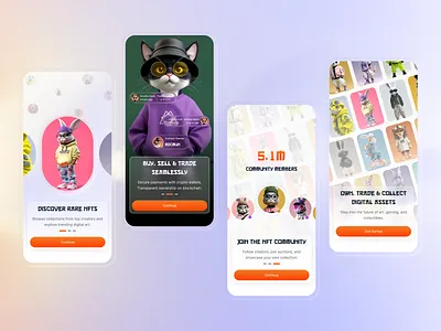 NFT App app app nft app ui app uiux design branding design dribbble graphic design illustration logo minimal nft nftmarketplace onboarding ui uidesign ux uxdesign vector
