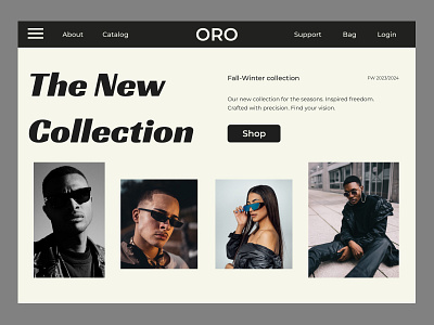 Sunglasses landing page branding design illustration typography ui vector
