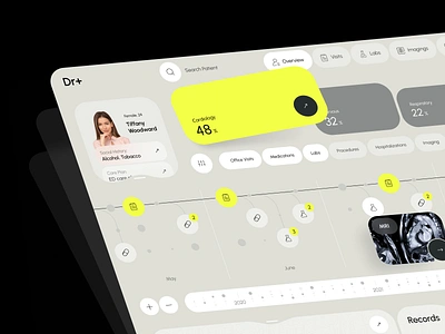 DR+ - EHR System (Patient Overview) app appointment clinic doctor ehr emr healthcare hospital medical medicine patient phr ui ux web