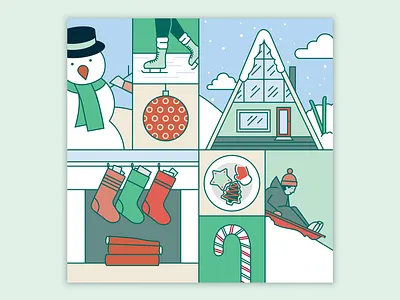 Vignette Christmas Card christmas christmas card design holiday holiday card illustration vector