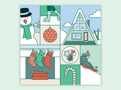 Vignette Christmas Card christmas christmas card design holiday holiday card illustration vector