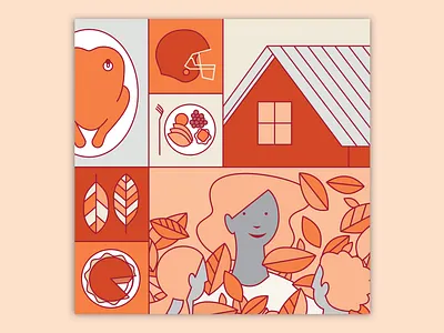 Vignette Thanksgiving Card autumn design fall holiday holiday card illustration thanksgiving thanksgiving card vector