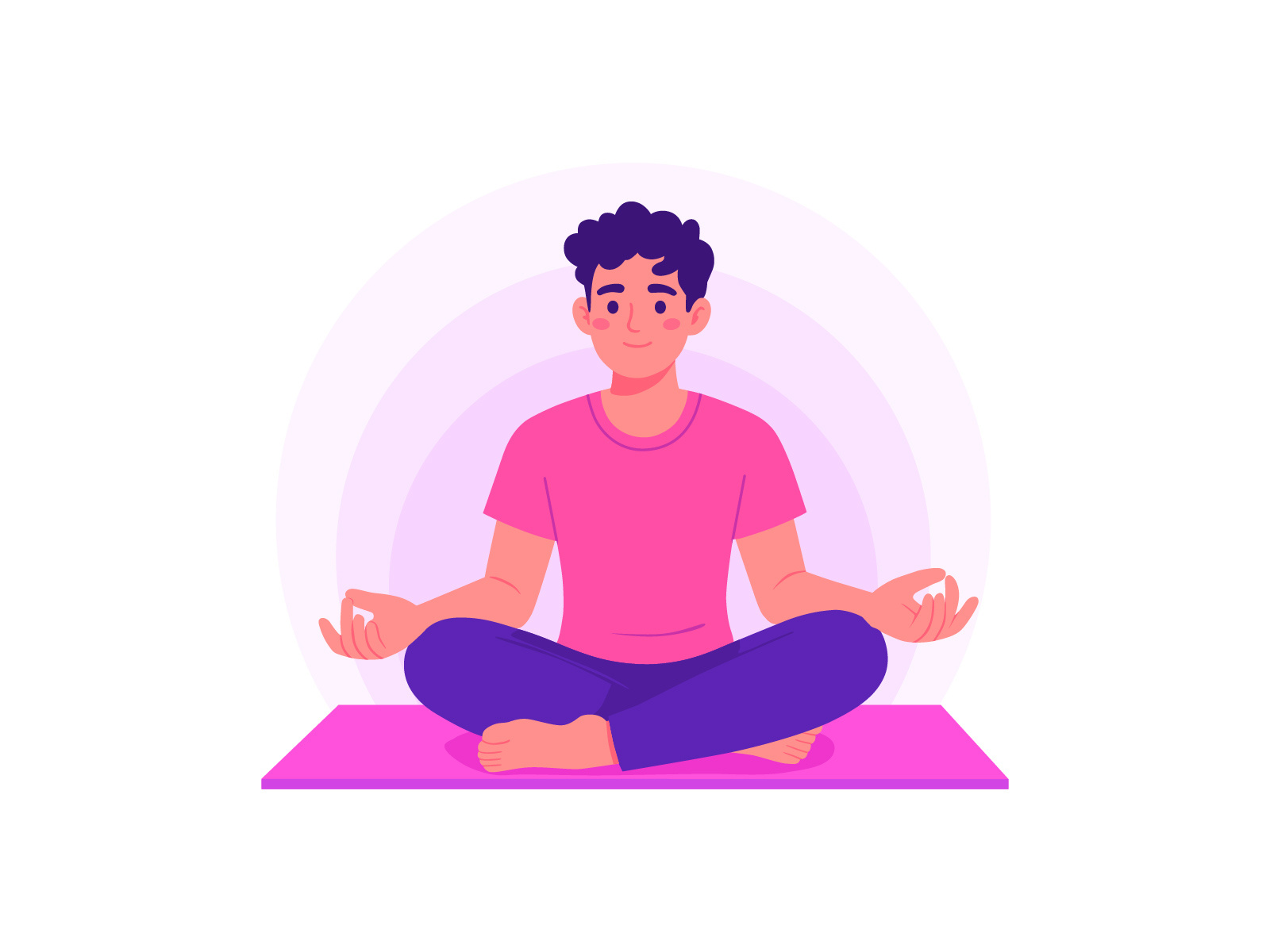 Meditation & Mindfulness - Flat Illustration well being