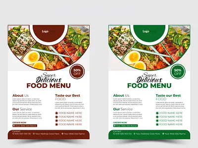 Elegant restaurant food menu design with fresh ingredients elegant