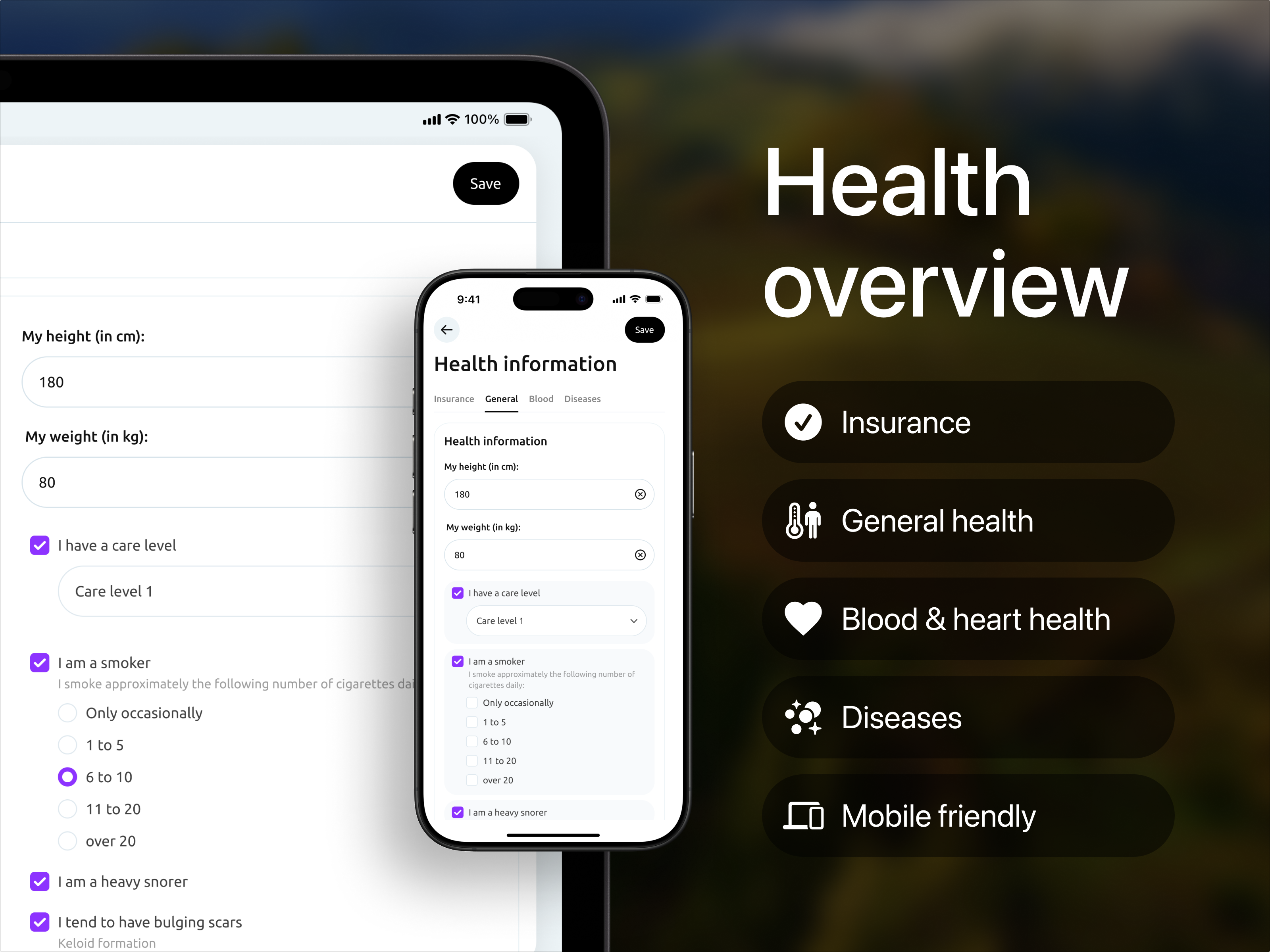 Anamnesis & health information overview anamnesis blood diseases health healthcare insurance med medical medtech product design surveys ui ux