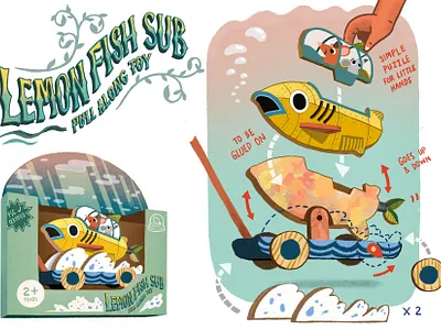 Pull toy design with a cool bobbing action! character design childrens book illustration nursery art surface design toy design