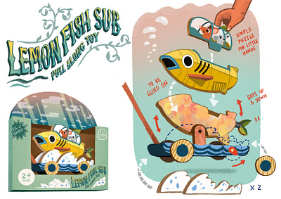 Pull toy design with a cool bobbing action! character design childrens book illustration nursery art surface design toy design