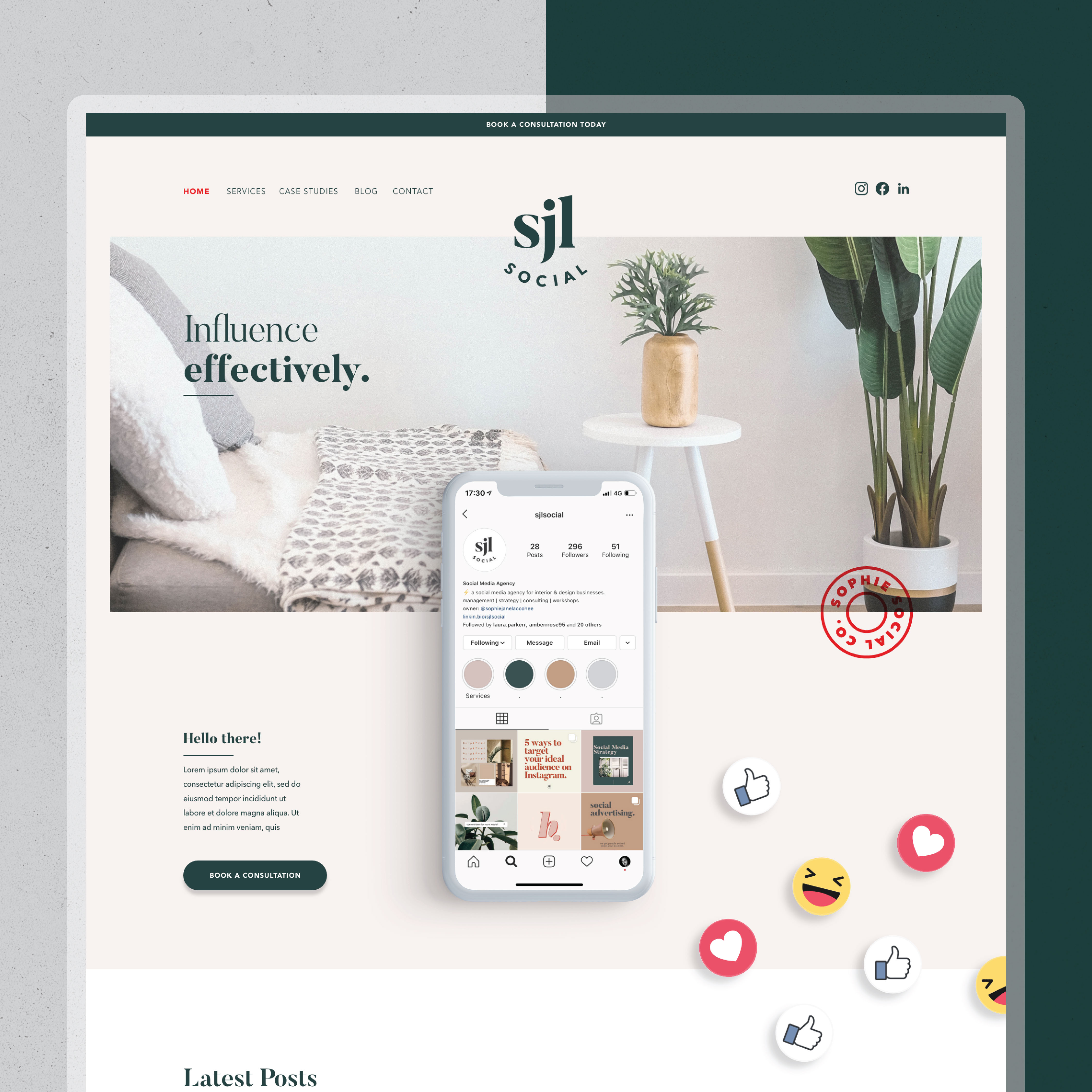 SJL Social Website Design brand branding design graphic design icon logo social media social media agency ui website website design