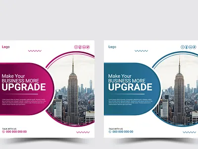Modern cityscape upgrade flyers with circular design elements template