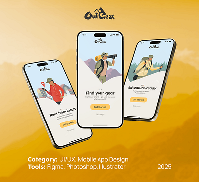 OutGear — Outdoor Gear Rental App app design branding uiux