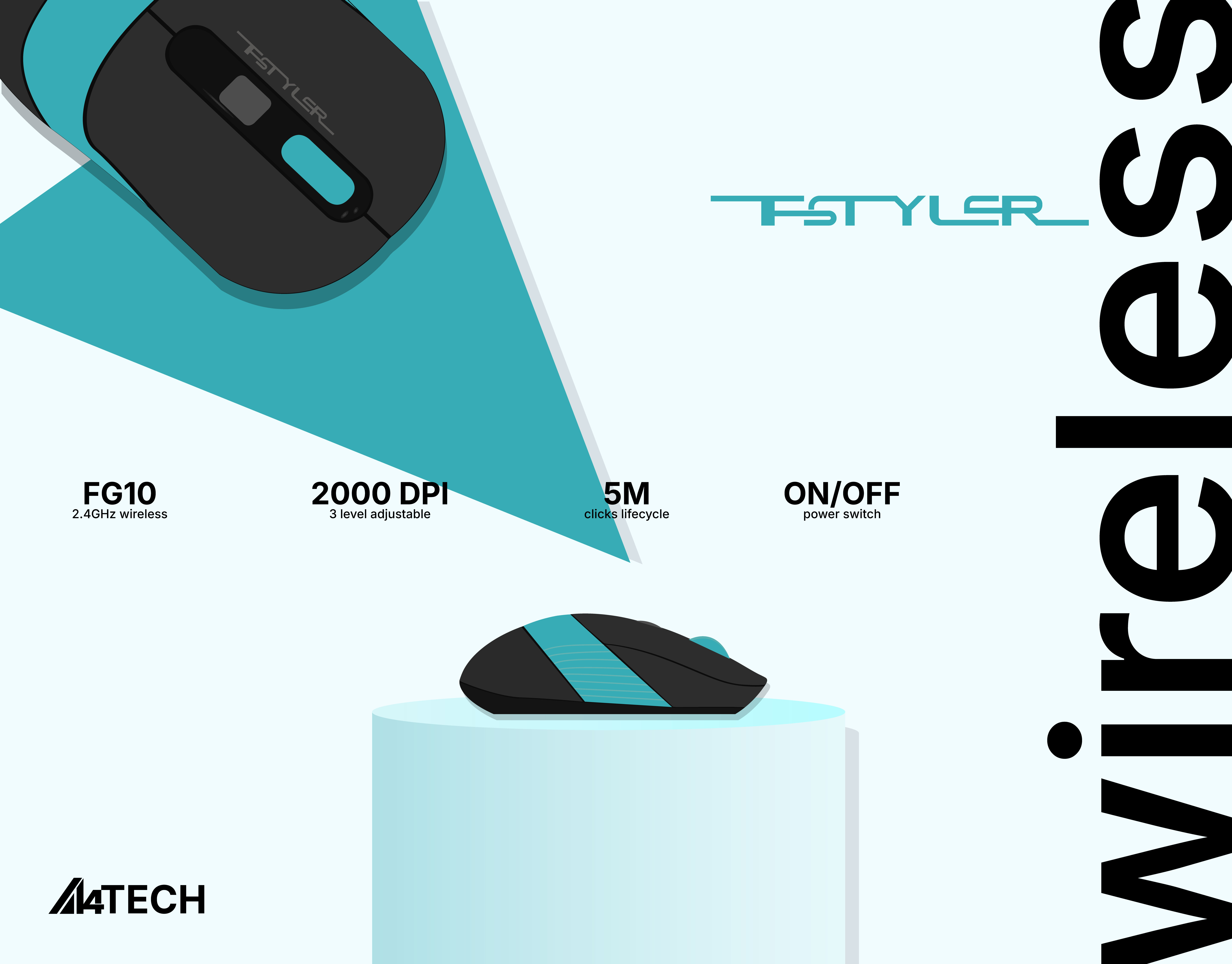 A4Tech wireless mouse product design. ad aesthetic black creative digital art elegant font graphic design idea inspiration minimal mockup modern modern design poster product design professional trend ui vector