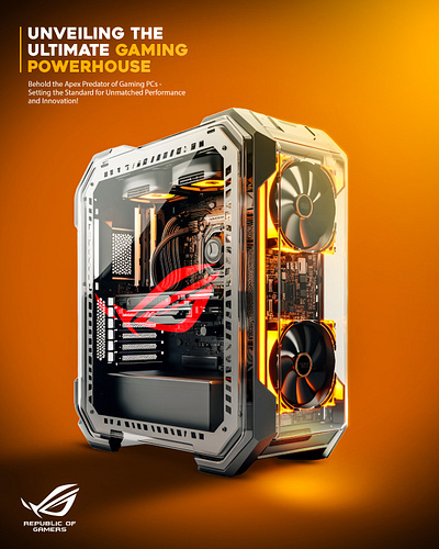 PC render for Republic Of Gamers. 3d animation branding desktop gaming gaming design graphic design logo pc ui