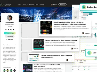 Career Launchpad UI/UX Design for Maven Analytics anaytics branding data visualization design elearning landing page saas software ui ux web app web design