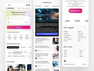RocketJobs.pl – Mobile Homepage Design careerplatform cleandesign findajob homepage jobboard jobplatform jobportal mobile modernui productdesign uidesign uxdesign websitedesign workplatform
